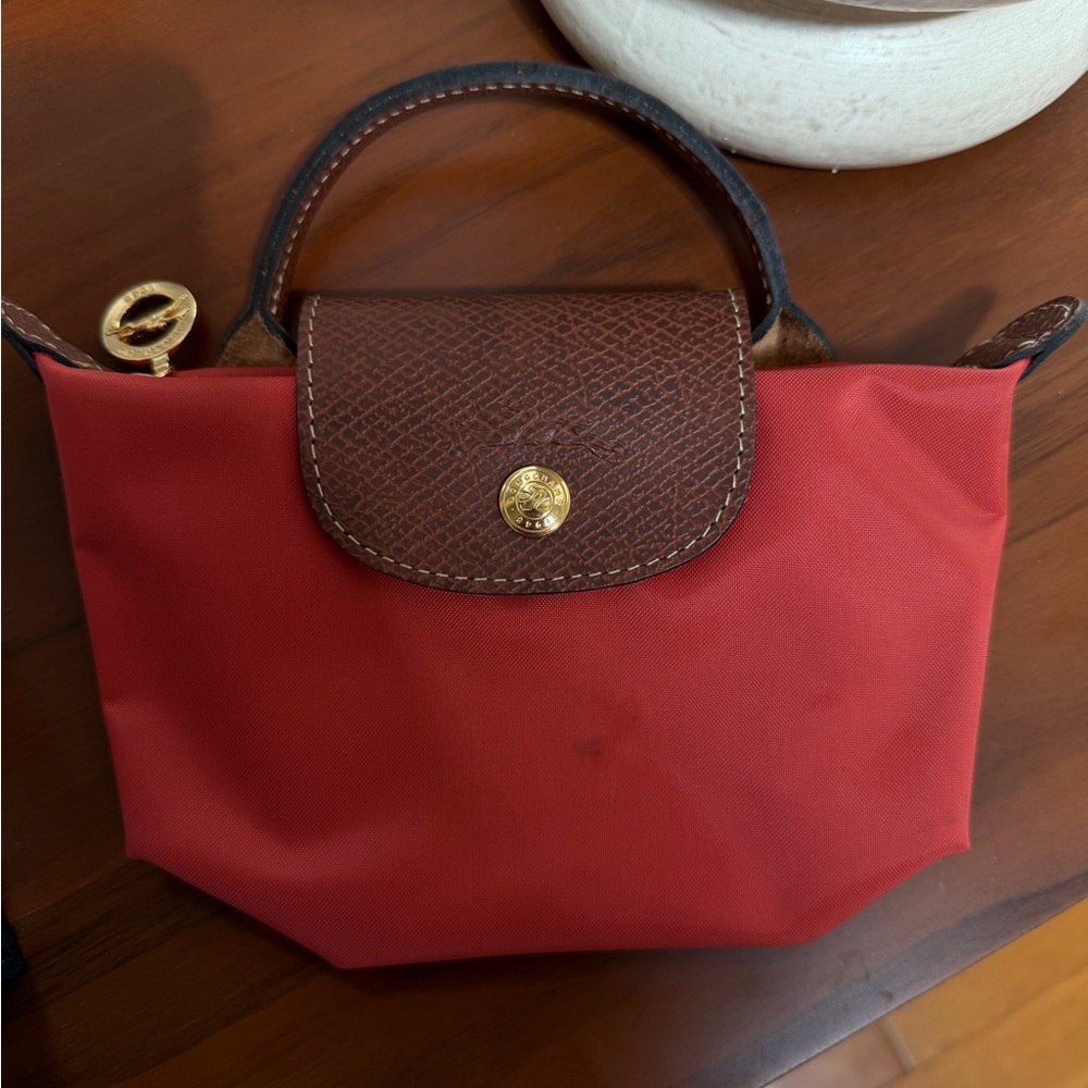Longchamp Coral Pink Mini Le Pliage Top-Handle Bag - Picture 5 of 9